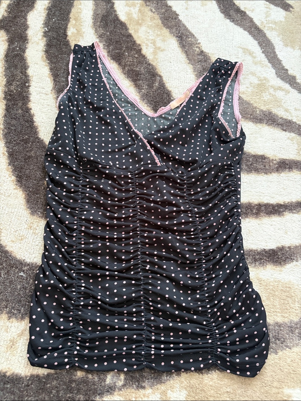Forever 21 Black Tank Top with Pink Polka Dots
